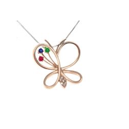 Collana Farfalla 3 pietre Rubino Zaffiro e Smeraldo Oro Rosa