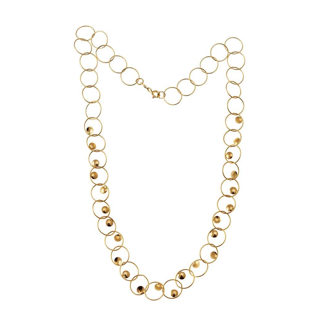 Collana 43cm a Cerchi piatti con Motivo centrale in Oro Giallo