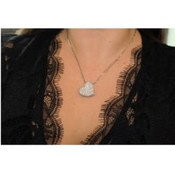 Collana Doppia Veneta con Cuore Pavè Diamanti foto indossata
