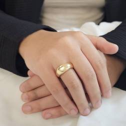 Photo of worn Yellow Gold Thin Domed Ring