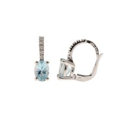 Orecchini monachella Acquamarina 8mm x 6mm e Diamanti