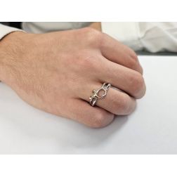 Photo of worn Passion hug ring in 18kt white and rose gold