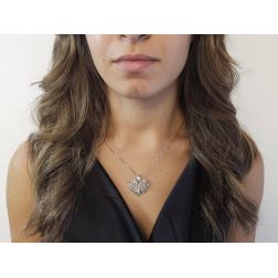 Ciondolo Cuore Bombato traforato oro Bianco foto indossata