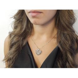 Ciondolo Cuore Bombato traforato oro Bianco foto indossata