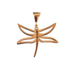 Ciondolo Libellula con Zirconi Bianchi e Neri in Oro Rosa