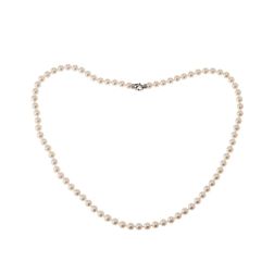 Collana Perle Akoya chiusura moschettone con Diamanti in Oro Bianco