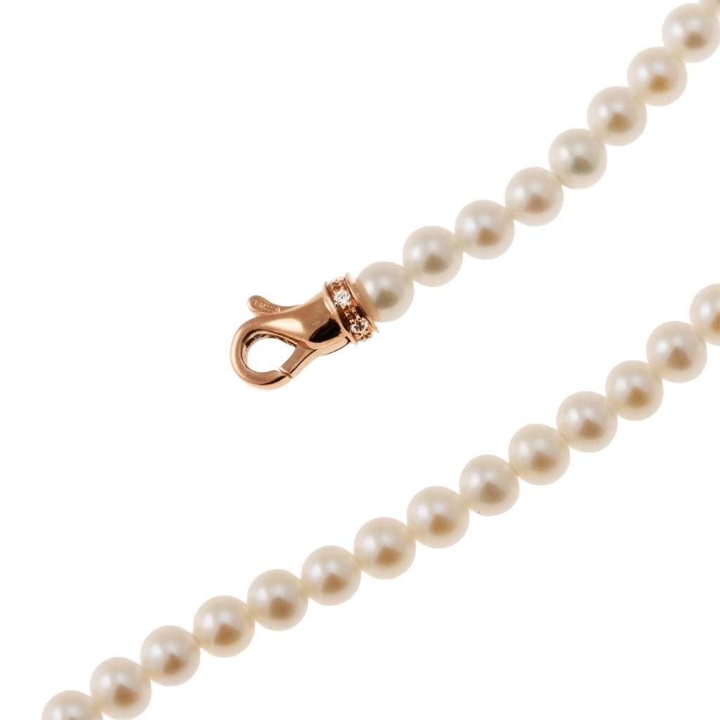 Collana di Perle Fresh Water chiusura in Diamanti e Oro Rosa