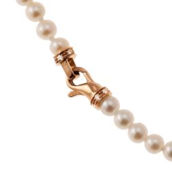 Collana di Perle Fresh Water chiusura in Diamanti e Oro Rosa
