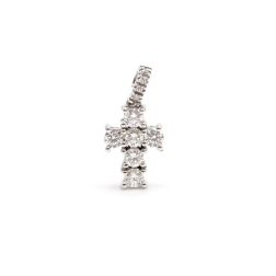 Ciondolo Croce con Diamanti - Larghezza 8.3mm
