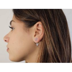 Orecchini Circle 3 Motivi con Acquamarina e Zaffiri Rosa foto indossata