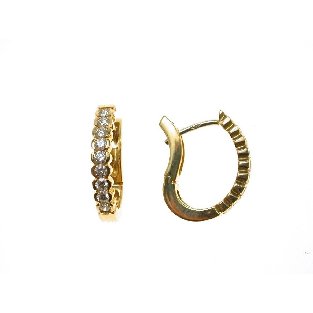 Boccole a Goccia Squadrata con 18 Diamanti in Oro Giallo