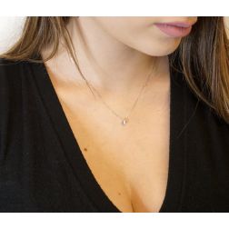 photo of worn 0.040ct Faceted Circle Light Point Necklace