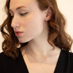 photo of worn 0.040ct Faceted Circle Light Point Necklace