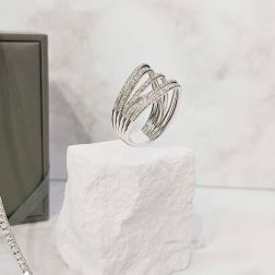 Anello Design 5 archi con 105 Diamanti in Oro Bianco