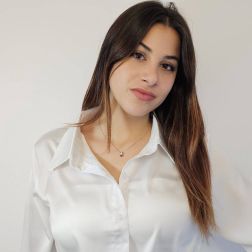 Photo of worn Trilogy scalar necklace with Red Ruby