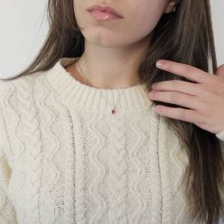 Photo of worn Trilogy scalar necklace with Red Ruby