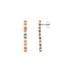 Orecchini Pendenti con Zaffiri Multicolore e Diamanti in Oro Bianco