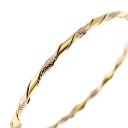 Bracciale con stampa Greca a spirale in Oro Giallo e Bianco