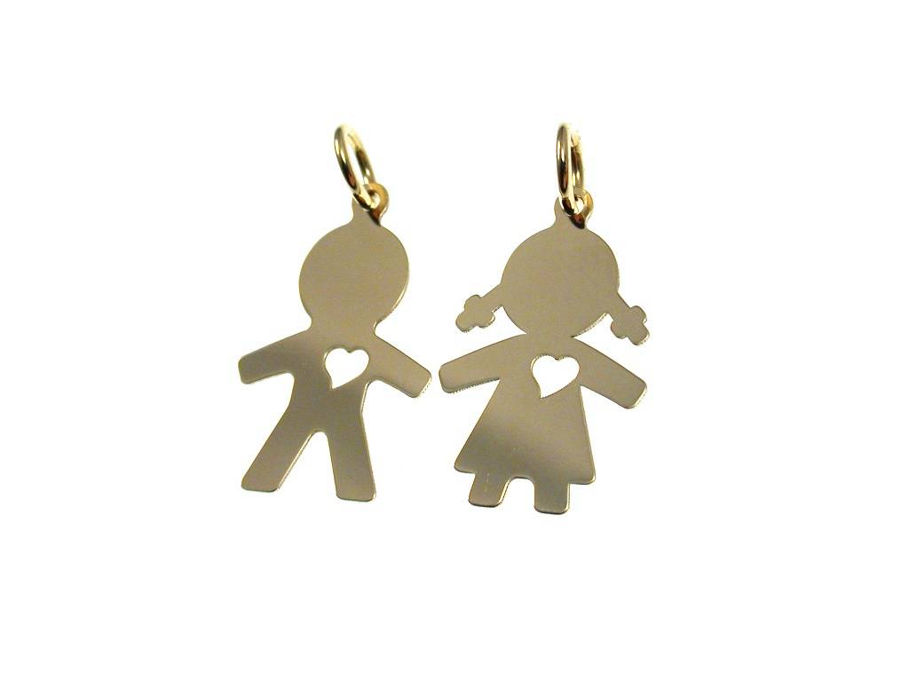 Baby with heart charm in 18kt yellow gold