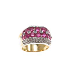 Banded design ring with 14 Pink Sapphires and 50 Diamonds