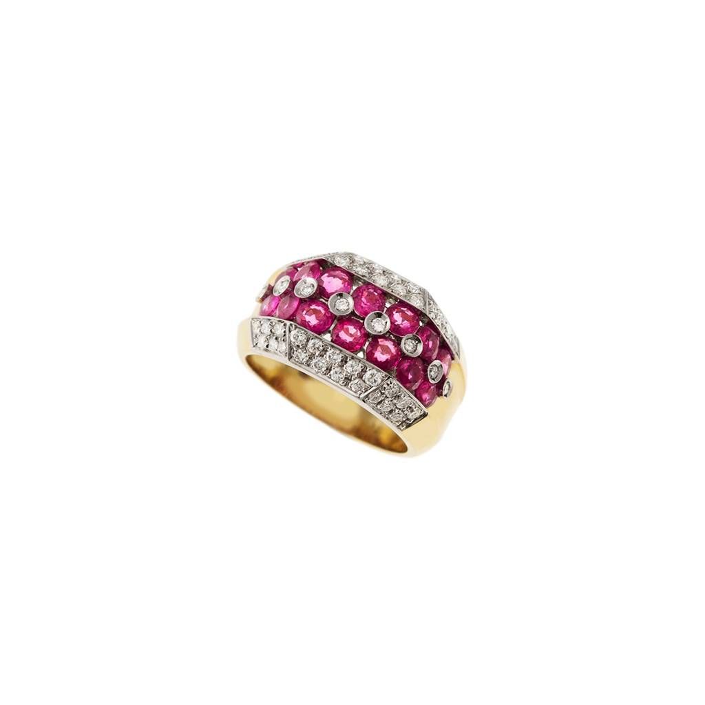 Banded design ring with 14 Pink Sapphires and 50 Diamonds