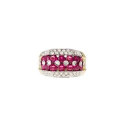 Banded design ring with 14 Pink Sapphires and 50 Diamonds