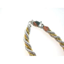 Collana Corda oro bianco con veneta  oro giallo 55cm x 3.80mm