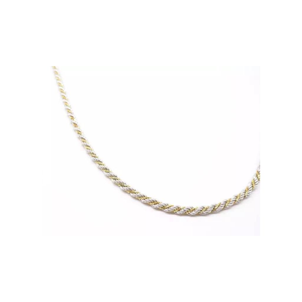 Collana Corda oro bianco con veneta  oro giallo 55cm x 3.80mm