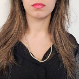 Collana Corda oro bianco con veneta  oro giallo 55cm x 3.80mm foto indossata