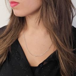 Photo of worn Forzatina 50cm Necklace in White Gold width 2.3mm