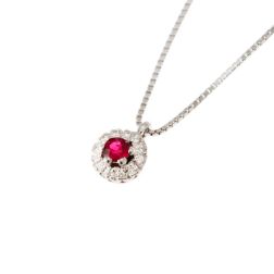 Light Point Ruby Necklace Surrounded by White Gold