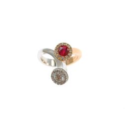 Diamond and Ruby Steli Ring in Rose and White Gold