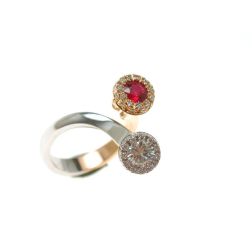 Diamond and Ruby Steli Ring in Rose and White Gold