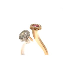 Diamond and Ruby Steli Ring in Rose and White Gold