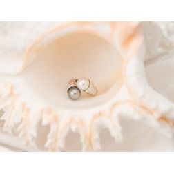 Anello Contrariè perla Tahiti e Australiana con Diamanti