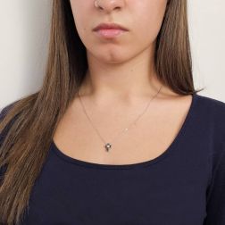 50cm Necklace with Cross of Black Diamonds and 1 White - Width 8.3mm