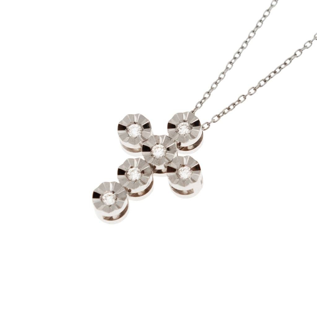 Girocollo Croce 6 Diamanti Circle Sfaccettati - catena Rolottina