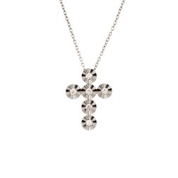 Girocollo Croce 6 Diamanti Circle Sfaccettati - catena Rolottina