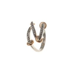 Rose and White Gold Intertwined Diamond Design Ring