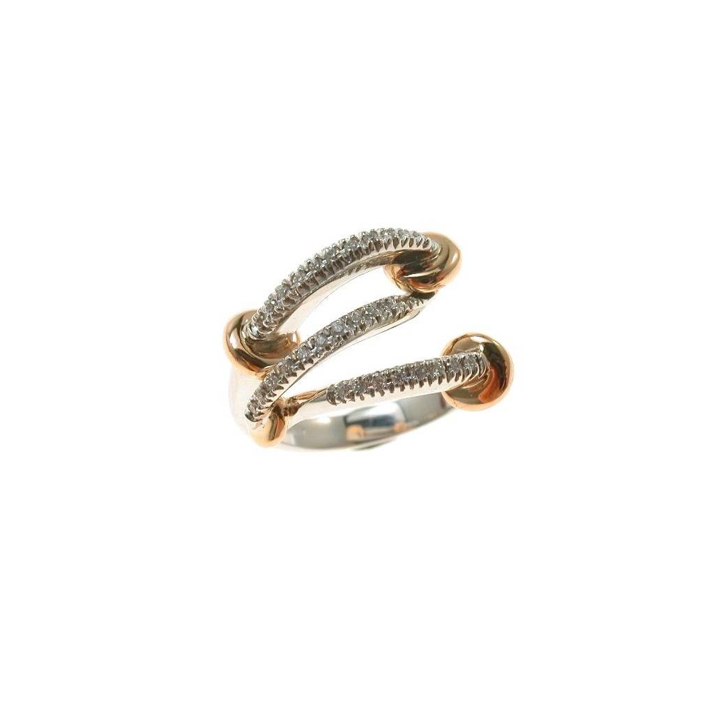 Rose and White Gold Intertwined Diamond Design Ring