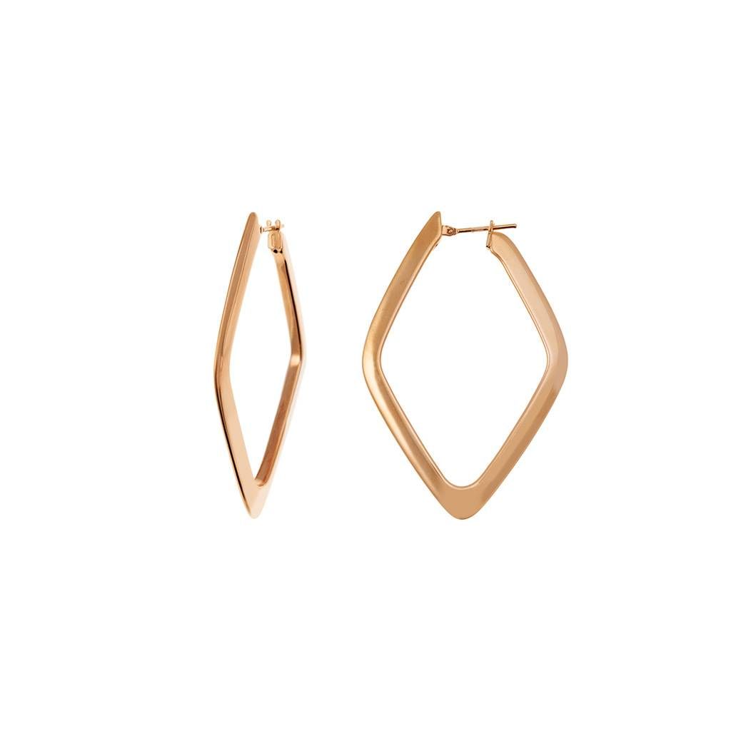 Rose Gold Rhombus-shaped Hoop Earrings
