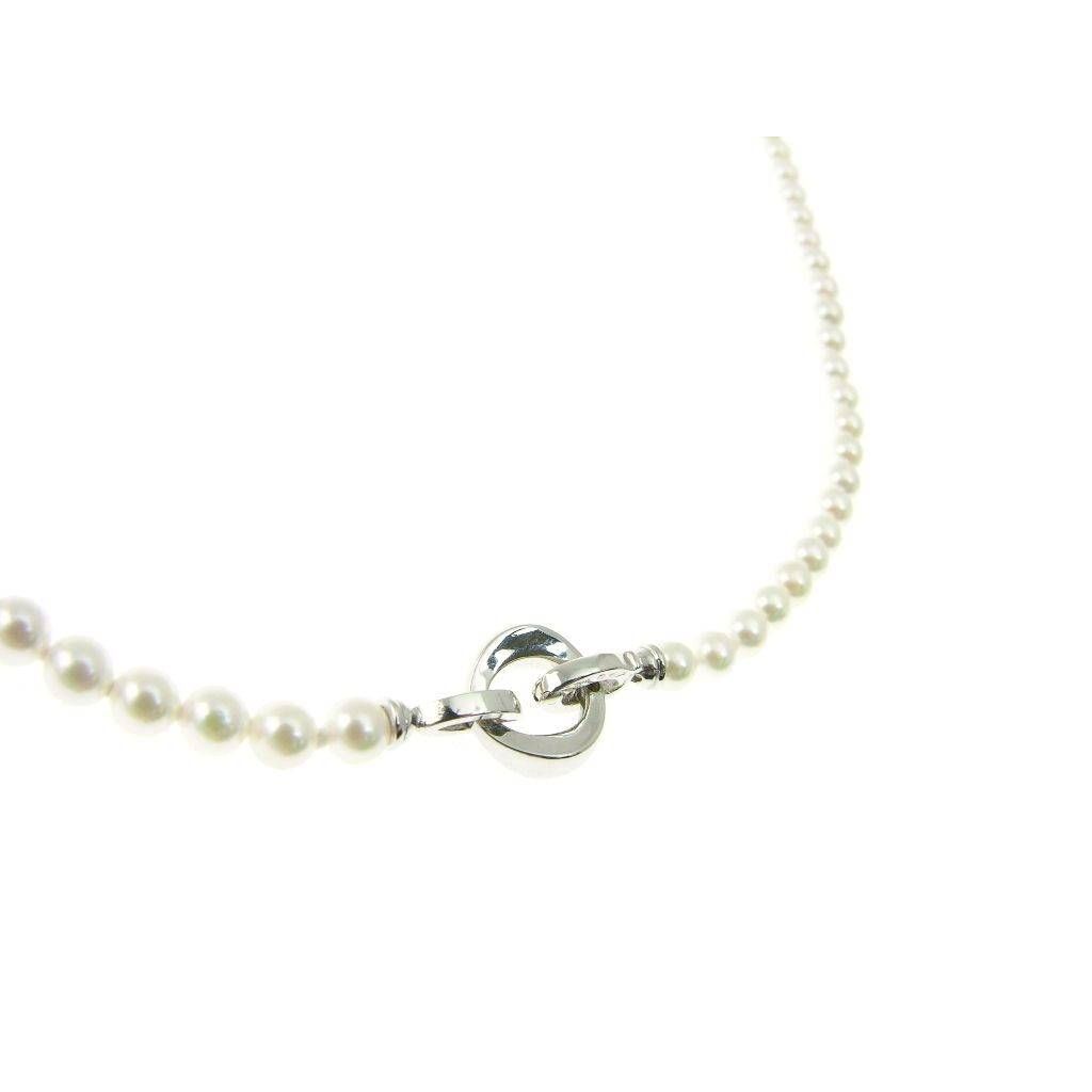 4mm Akoya Pearl Necklace with Round Clasp in White Gold