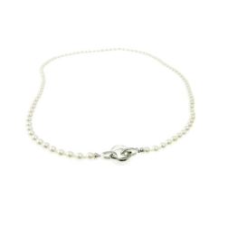 4mm Akoya Pearl Necklace with Round Clasp in White Gold
