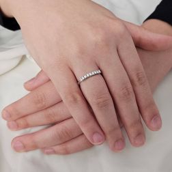 Photo of worn 9 Diamonds White Gold Ring - 2.70mm