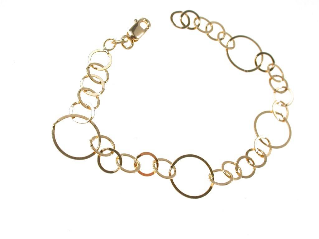 Chain Bracelet with circles 5 small and 1 big  18kts yellow gold