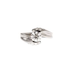 1.02ct "Louvre" Double Diamond Platinum Surrounded Solitaire Ring