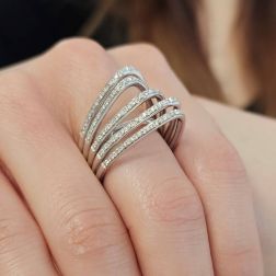 Photo of worn Ring Design 5 Arches with 105 Diamonds in White Gold