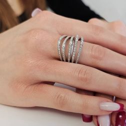 Photo of worn Ring Design 5 Arches with 105 Diamonds in White Gold