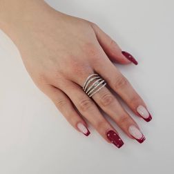 Photo of worn Ring Design 5 Arches with 105 Diamonds in White Gold