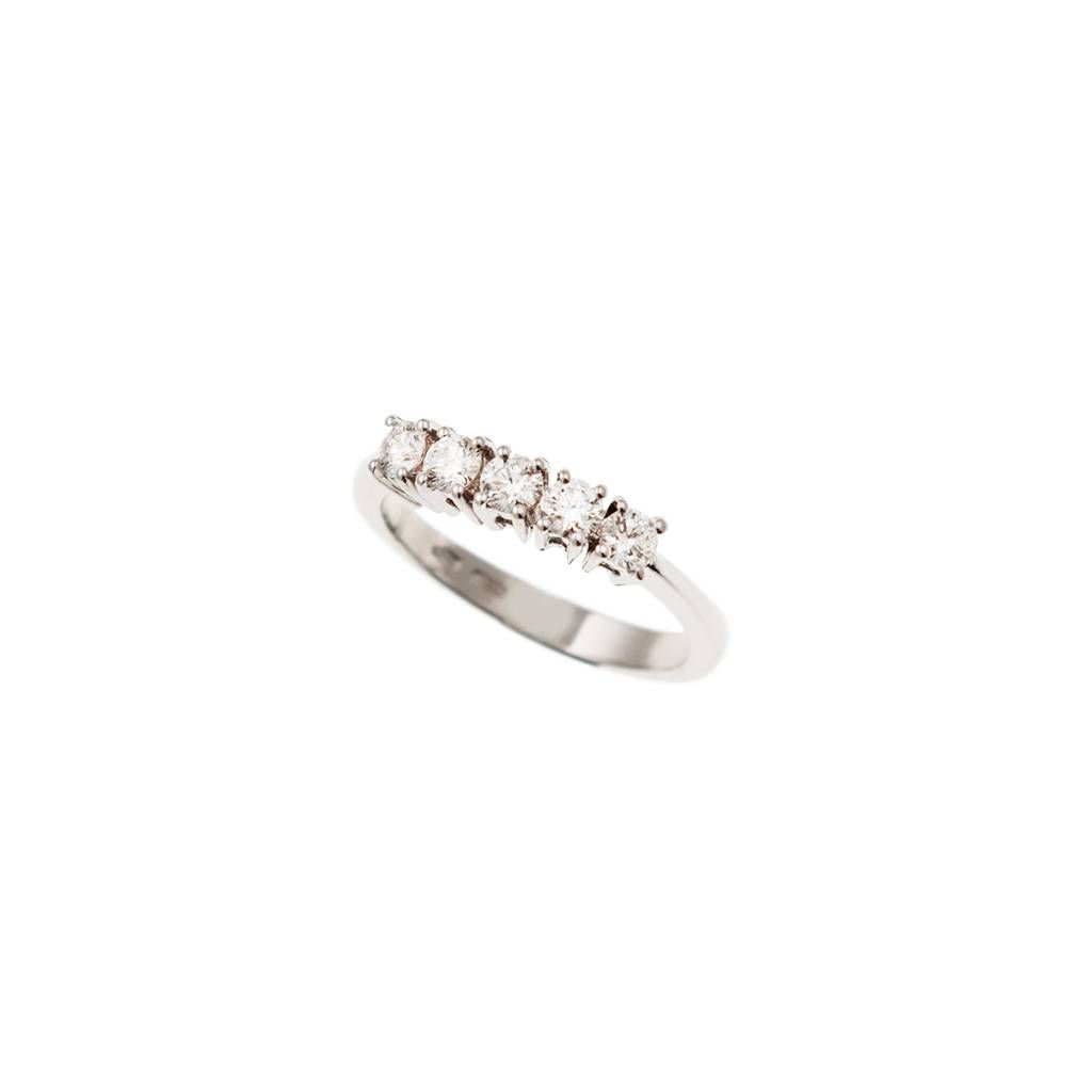 Veretta 5 Diamanti - Larghezza 3.6mm - Oro Bianco